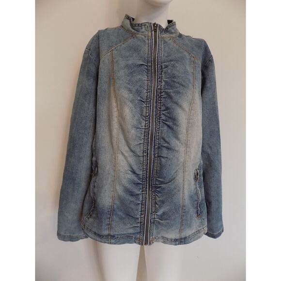 Vintage Bongo Plus denim jacket jean jacket Y2K zip front size 2X - Picture 3 of 11